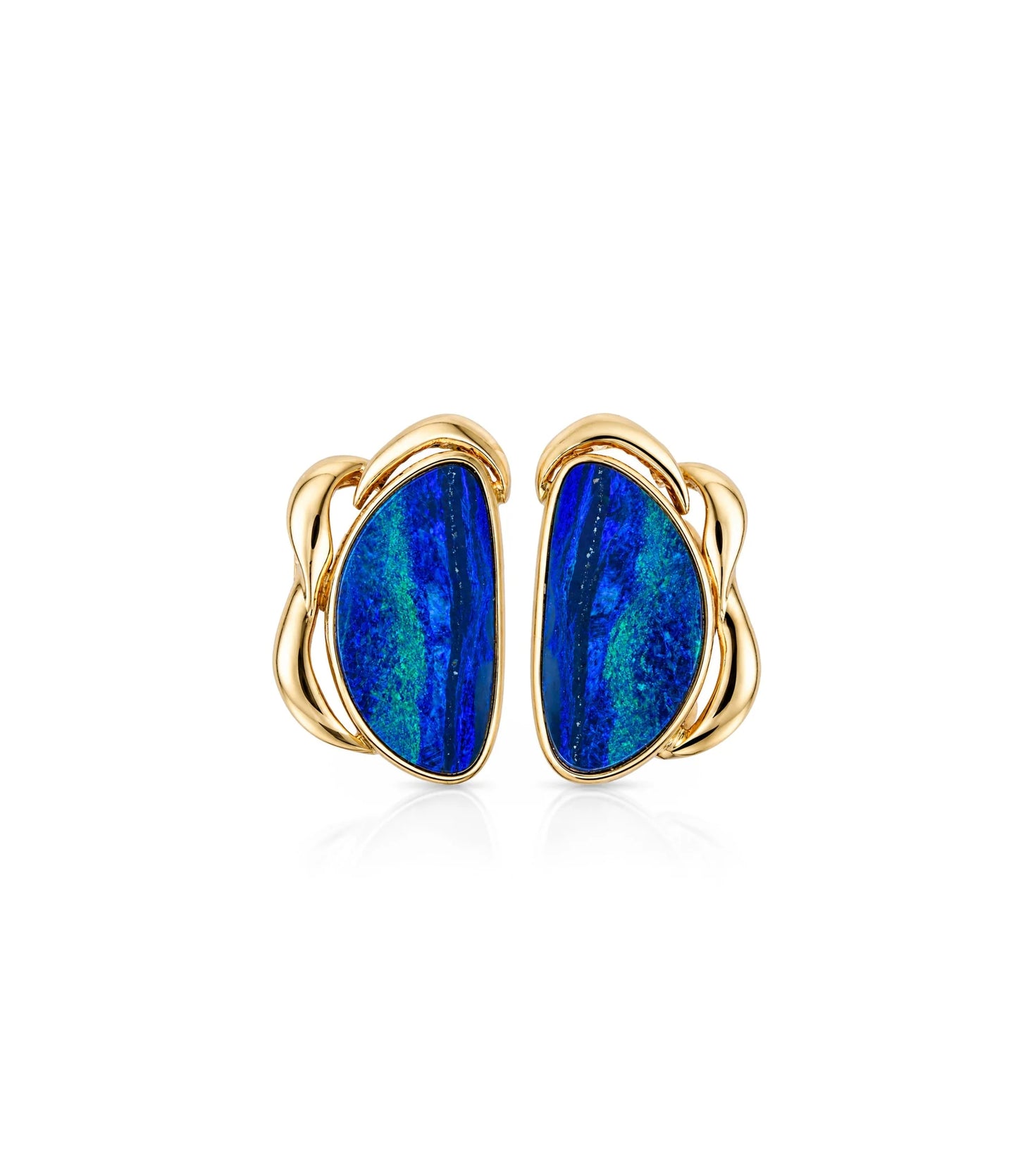 14kt Estate Yellow Gold Opal Earrings