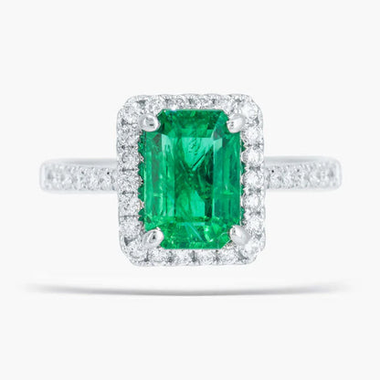 14kt White Gold Emerald Diamond Ring