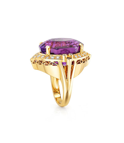 14kt Estate Amethyst Diamond Ring