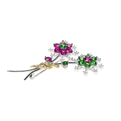 The Francine Brooch: 18kt White & Yellow Gold Floral Brooch